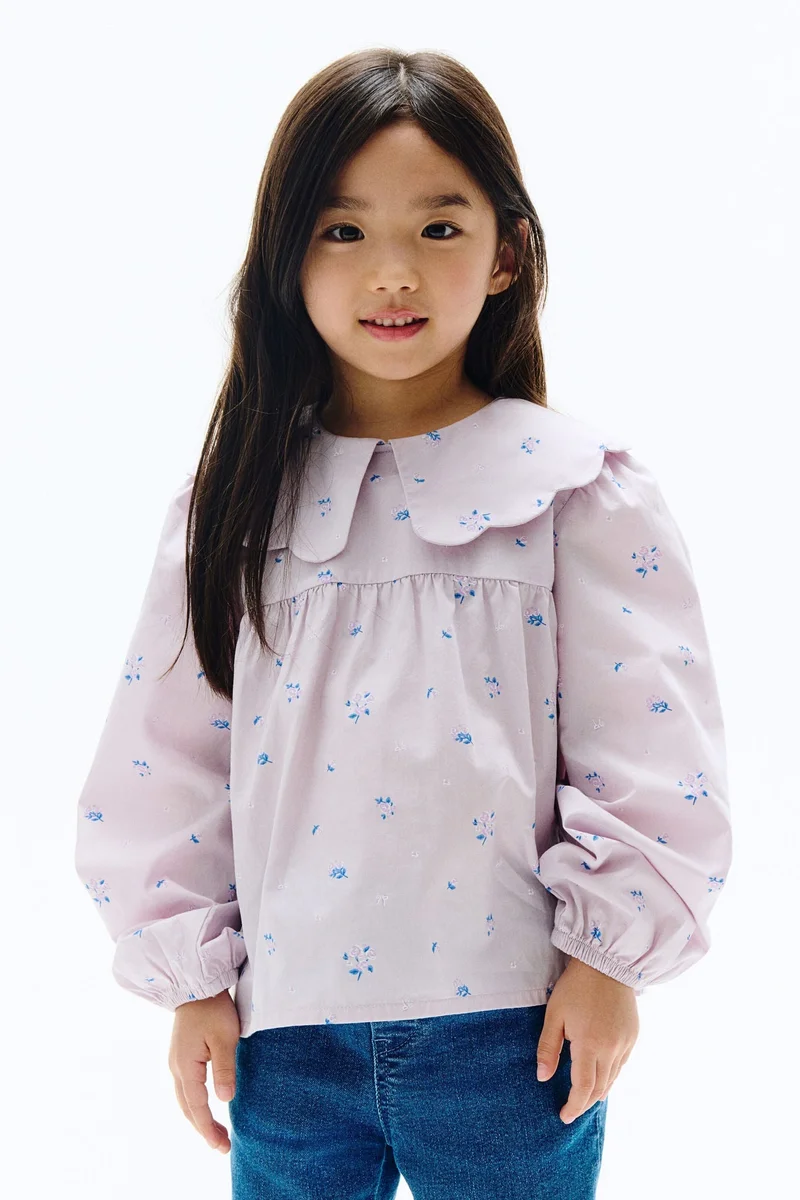 اتش اند ام بلوزة قطنية بياقة