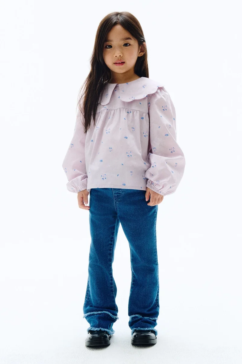 اتش اند ام بلوزة قطنية بياقة