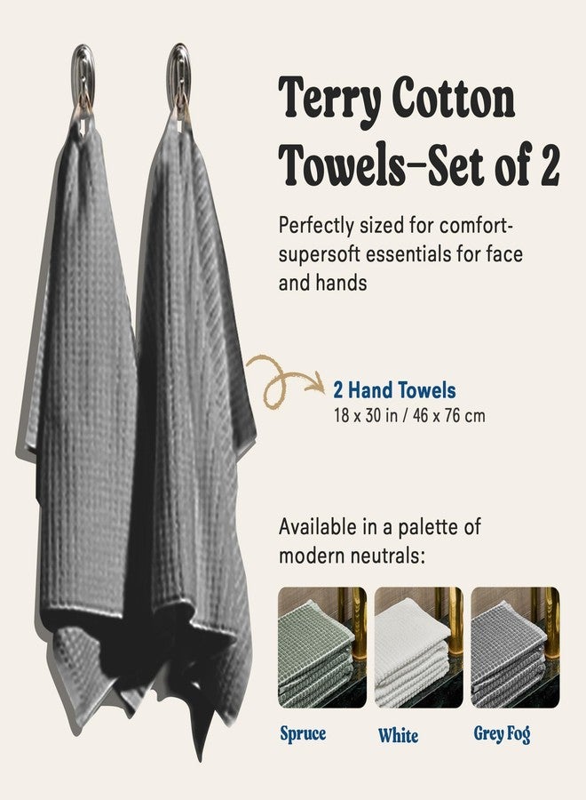 ONSEN Cotton Plush Hand Towels - Set of 2 - Soft, Absorbent, Quick-Drying 100% Cotton Towels - Perfect for Guest & Everyday Use - Oeko-TEX Certified - Grey Fog - Image 4