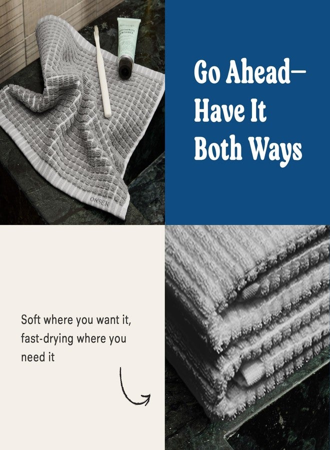 ONSEN Cotton Plush Hand Towels - Set of 2 - Soft, Absorbent, Quick-Drying 100% Cotton Towels - Perfect for Guest & Everyday Use - Oeko-TEX Certified - Grey Fog - Image 5