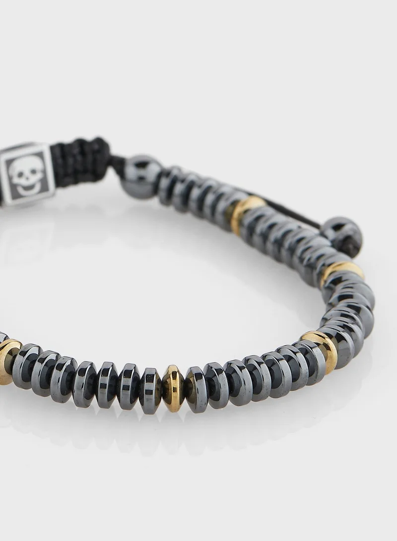 Seventy Five Metal Bead Adjustable Cord Bracelet