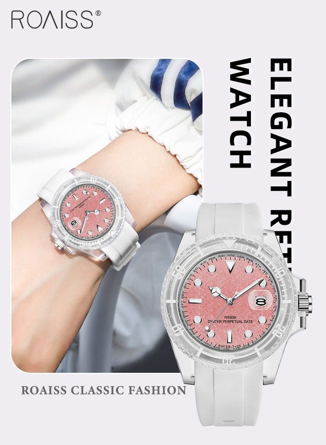 رويس ساعة كوارتز إلكترونية بسوار من مادة TPU للنساء بشاشة تناظرية ومينا وردية مستديرة ومقاومة للماء وساعة رياضية كاجوال مضيئة كهدية للسيدات - Image 1