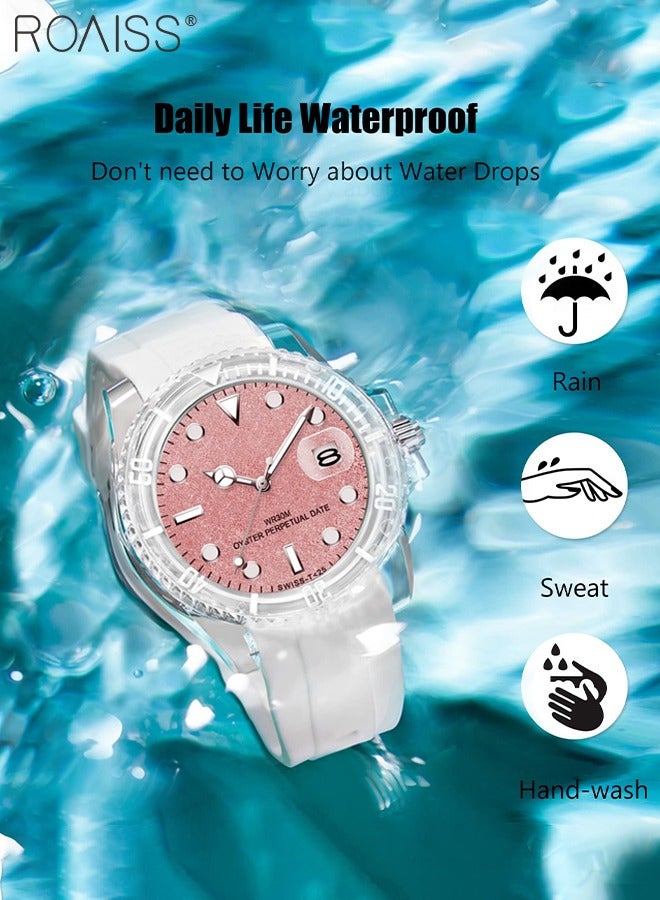 رويس ساعة كوارتز إلكترونية بسوار من مادة TPU للنساء بشاشة تناظرية ومينا وردية مستديرة ومقاومة للماء وساعة رياضية كاجوال مضيئة كهدية للسيدات - Image 5