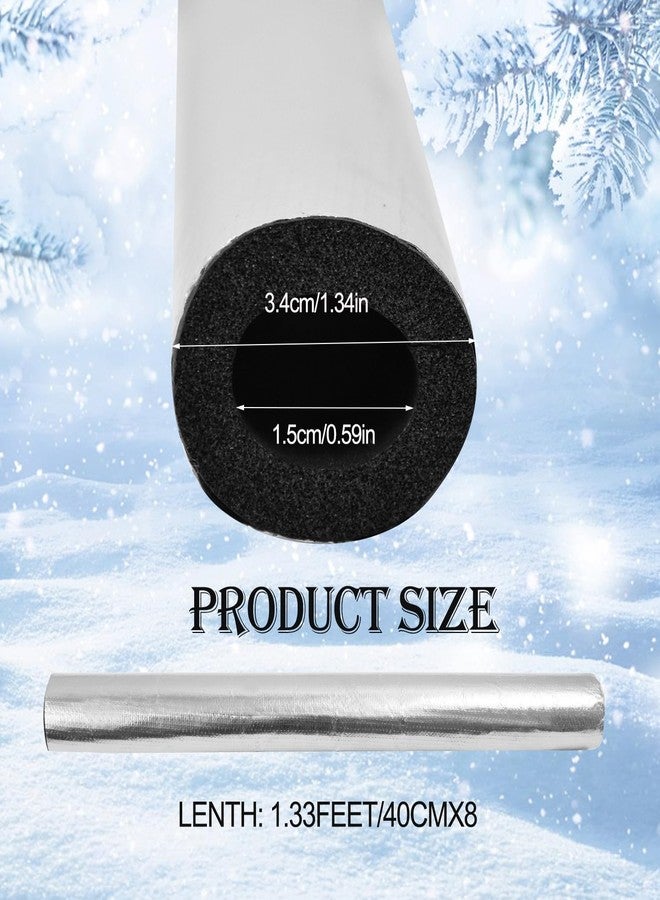 Jeyeou 8PCS Pipe Insulation Foam Tube Self Adhesive Exterior Water Pipe Insulation Cover Wrap Aluminum Foil Freeze Protection for Outside Outdoor Winter Irrigation Sprinkler Spigot Isolation 1.3Ft*0.6Inch - Image 2
