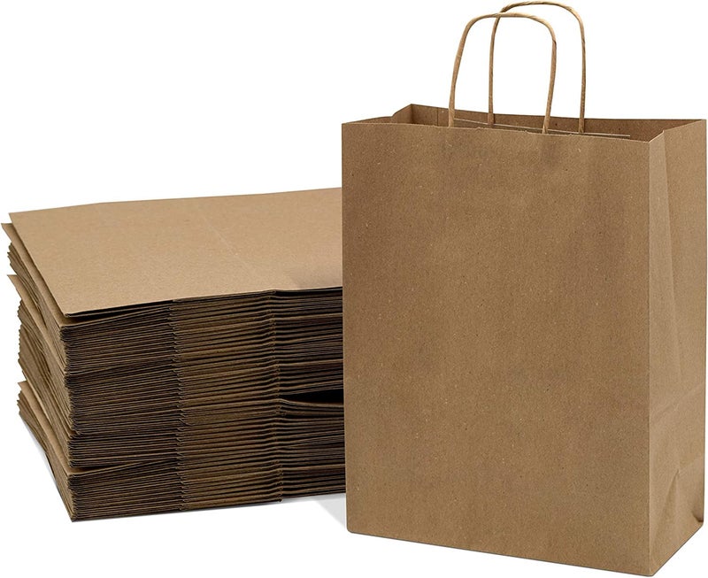 RanGit Bhumi Brown Kraft Paper Bags 12x16x5 Pack of 50 pcs Large Shopping Retail Paper Carry Bags Gift Bags Disposable Recyclable Eco Friendly Paper Bag 12x5x16 in Brown 50 pack
