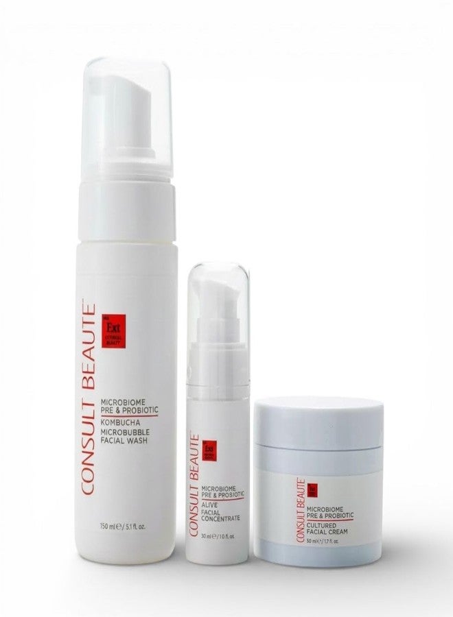 كونسيلت بوتيه‏ مجموعة كونسلت بيوتي للعناية بالبشرة - ميكروبيوم حاجز البشرة، توازن الرطوبة، ثلاثية العناية بالبشرة - سيروم مركز، كريم مرطب للوجه، وغسول وجه بنكهة الكومبوتشا - لجميع أنواع البشرة - خفيف الوزن - للنساء والرجال - Image 1