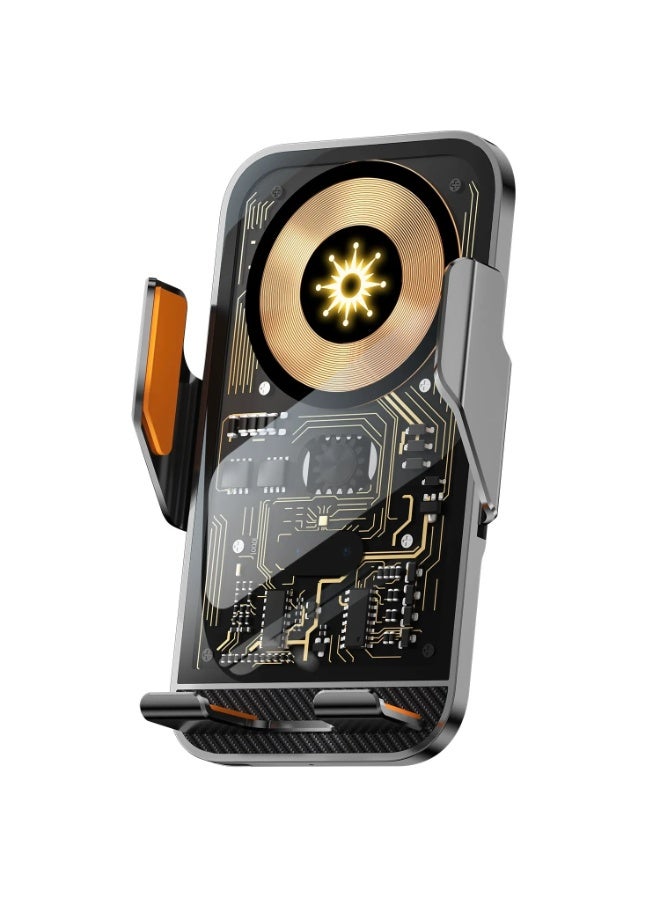 شاحن هاتف سيارة جبل اللاسلكي مع 15W الشحن السريع التلقائي المشبك جبل الهواء هواء الهاتف جبل متوافق مع جميع 4.7-7.2 بوصة الهاتف - Image 1