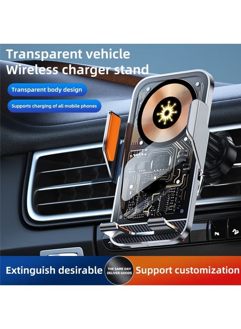 شاحن هاتف سيارة جبل اللاسلكي مع 15W الشحن السريع التلقائي المشبك جبل الهواء هواء الهاتف جبل متوافق مع جميع 4.7-7.2 بوصة الهاتف - Image 2