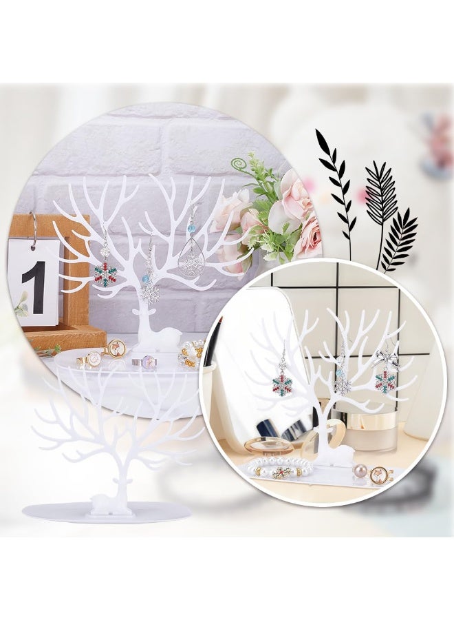 YOLOLAND Decorative Deer Antler Jewelry Display Stand, White Tree Design with Storage Tray, Necklace Earring Bracelet Organizer Tower - Image 5