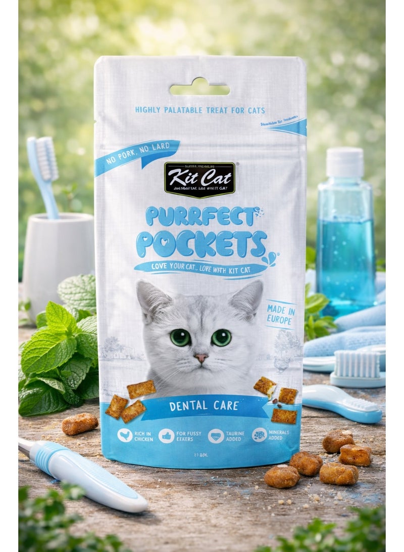 Super Premium Purrfect Pockets Dental Care High Palatability Healthy Cat Treats Made in Europe