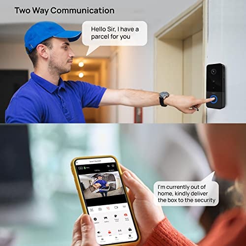 Wipro Smart Wireless Doorbell | 2 MP 1080p Full HD Camera with Night Vision | AI Smart Motion Detection | Two-Way Communication | Wireless Chime with 52 Tunes | IP65 Protection | Black - Image 4