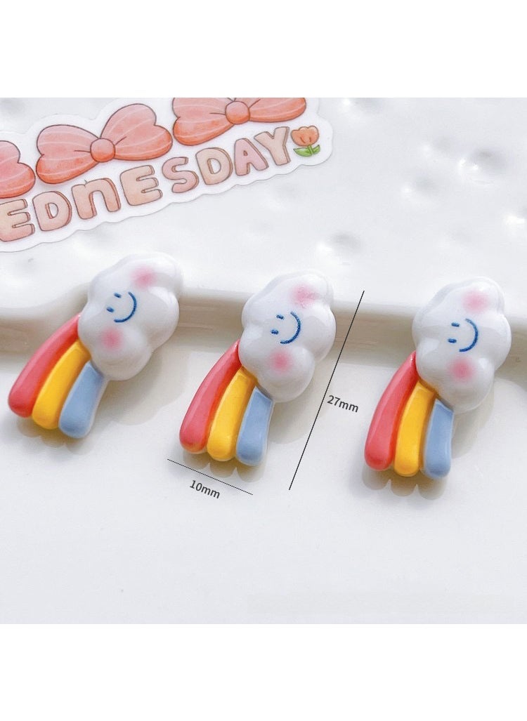 Clear Cute Flower Rabbit Resin DIY Phone Case Accessories Glossy rainbow 10 * 27mm 