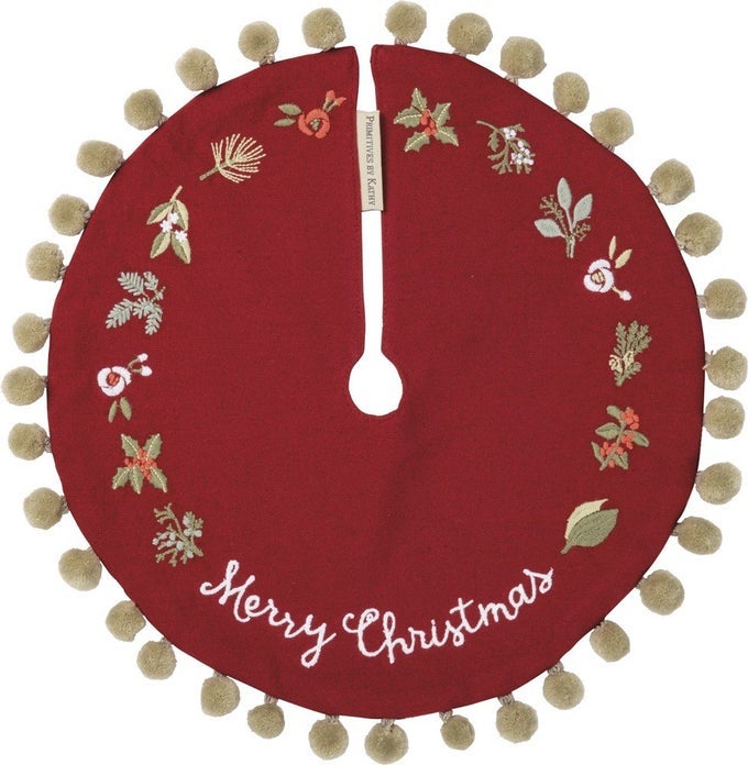 STITCH ART TREE SKIRT MERRY CHRISTMAS 1230 INCHES DIAMETER