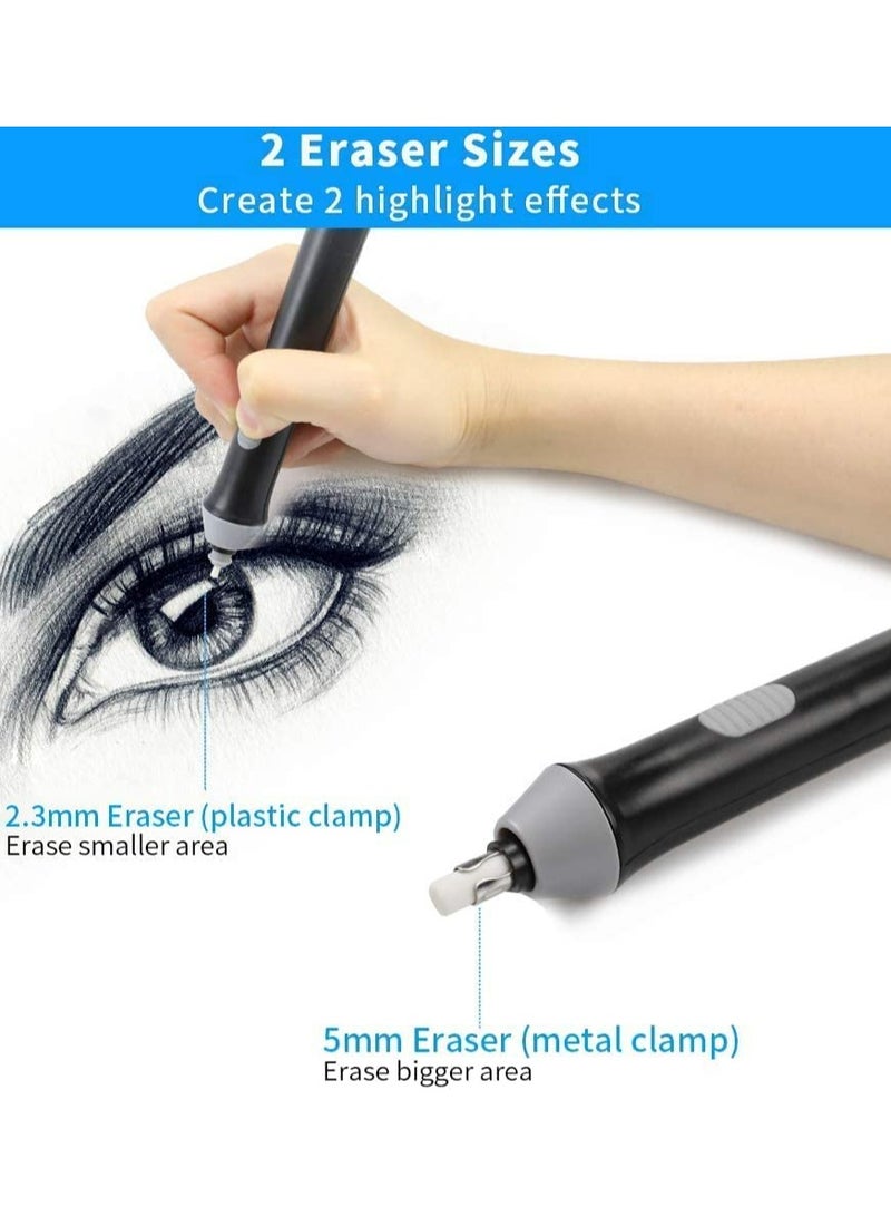 Battery Operated Electric Eraser Kit with 22 Replaceable Rubbers for Artists, Portable Automatic Eraser for Sketching, Drafting, and Drawing Pencils - Image 3
