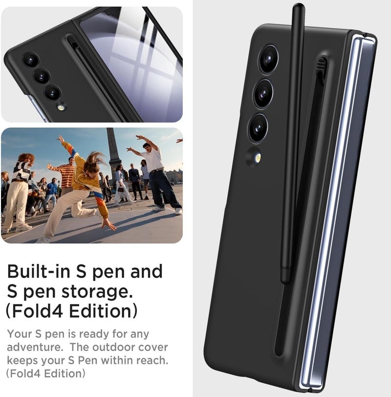 Tech Trendz TechTrendz Ultra Slim Premium Case for Samsung Galaxy Z Fold 4 with Built in Compact S Pen Holder and Storage Slot (Black) - Image 4