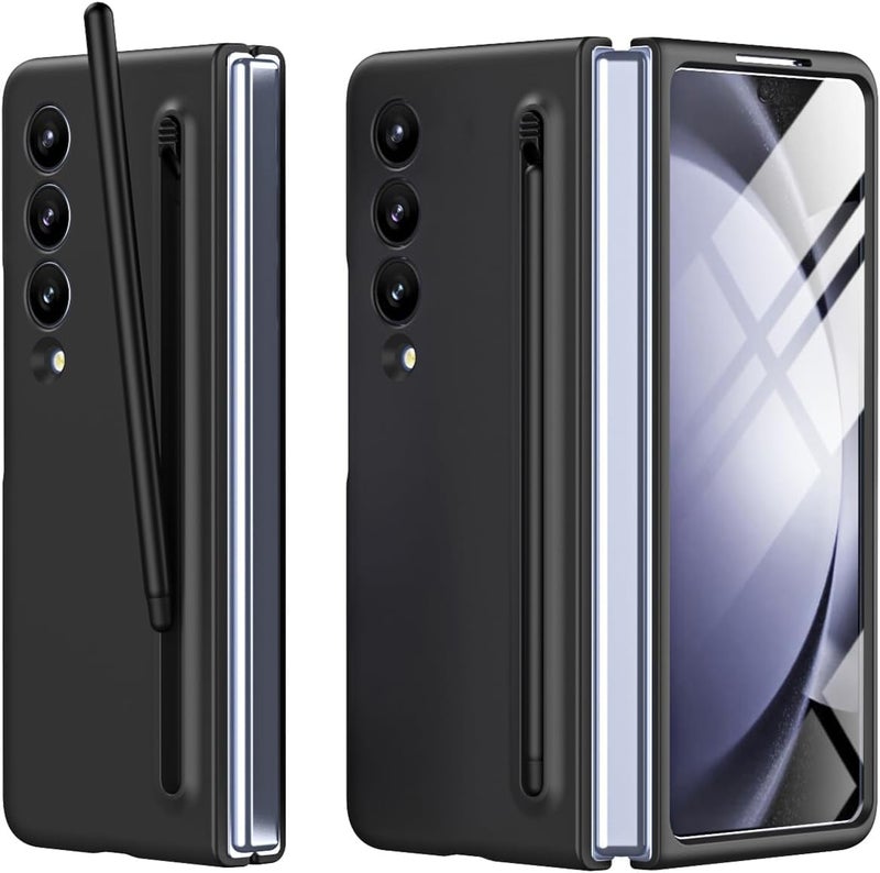 Tech Trendz TechTrendz Ultra Slim Premium Case for Samsung Galaxy Z Fold 4 with Built in Compact S Pen Holder and Storage Slot (Black) - Image 1