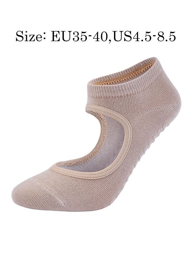 Ant Yoga Socks Pilates Socks Barre Ballet Socks, Non-slip Grip Socks Elastic Workout Sprot Socks for Women, Soft Comfortable Full Toe Grip Non-Slip Socks (Beige)  - Image 4