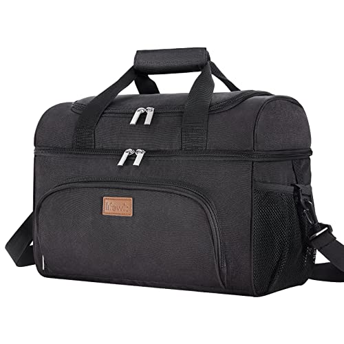 Lifewit Insulated Cooler Bag 32 Can Large Leakproof Beach Cooler Lightweight Portable Double Layer SoftSided Travel Ice Chest for Camping Kayaking Road Trips Grocery Shopping Black - Image 1