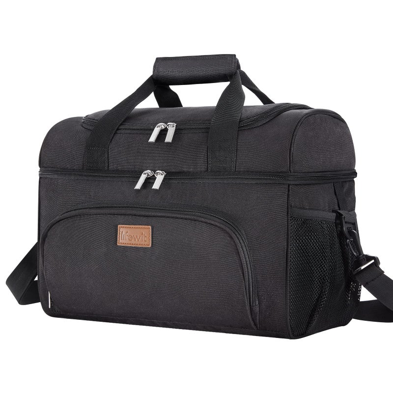Lifewit Insulated Cooler Bag 32 Can Large Leakproof Beach Cooler Lightweight Portable Double Layer SoftSided Travel Ice Chest for Camping Kayaking Road Trips Grocery Shopping Black - Image 2