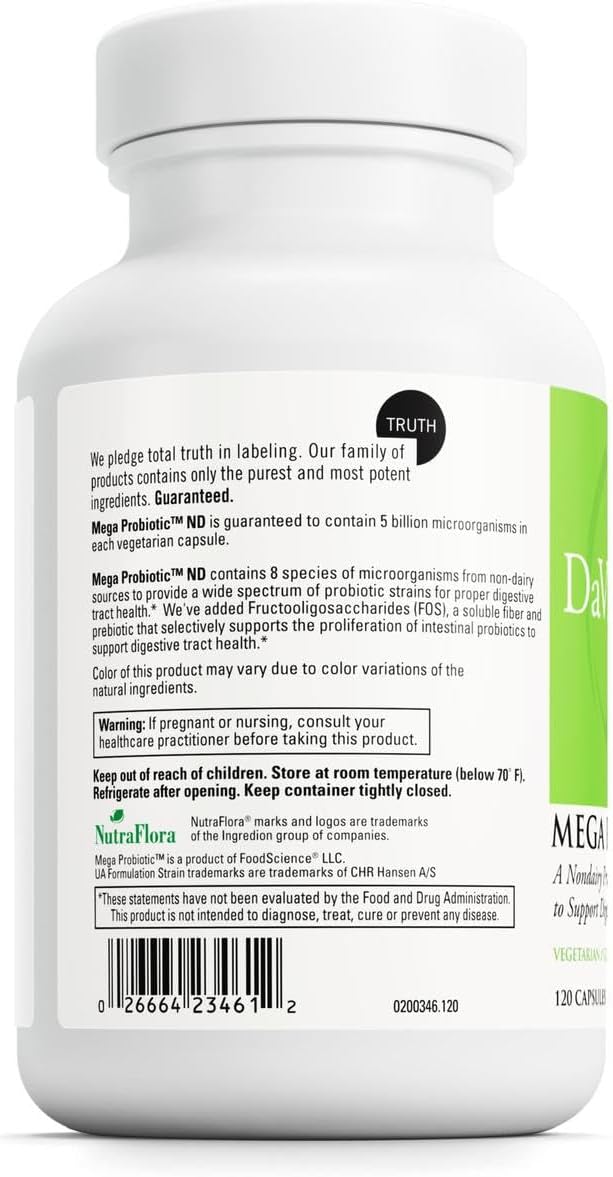 DAVINCI Labs Mega Probiotic ND  NonDairy Probiotic Supplement Supports Gut Digestive  Brain Health  Gut Health Support Supplement with NonDairy Complex  120 Vegetarian Caps - Image 3