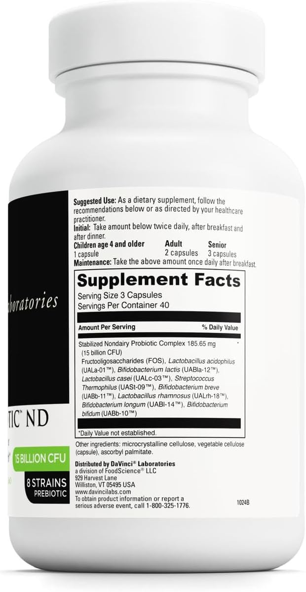 DAVINCI Labs Mega Probiotic ND  NonDairy Probiotic Supplement Supports Gut Digestive  Brain Health  Gut Health Support Supplement with NonDairy Complex  120 Vegetarian Caps - Image 2