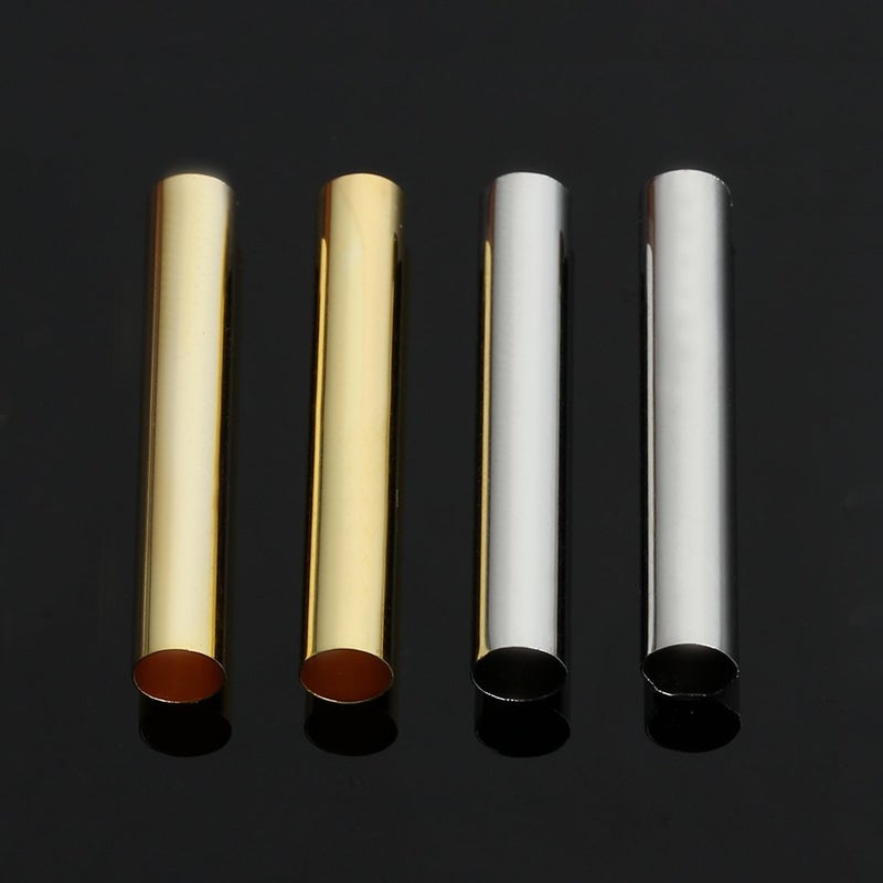 Linsoir Beads Solid Brass Straight Long Tube Spacer Beads 30X4mm Gold Finish Pack of 100 pcs - Image 3
