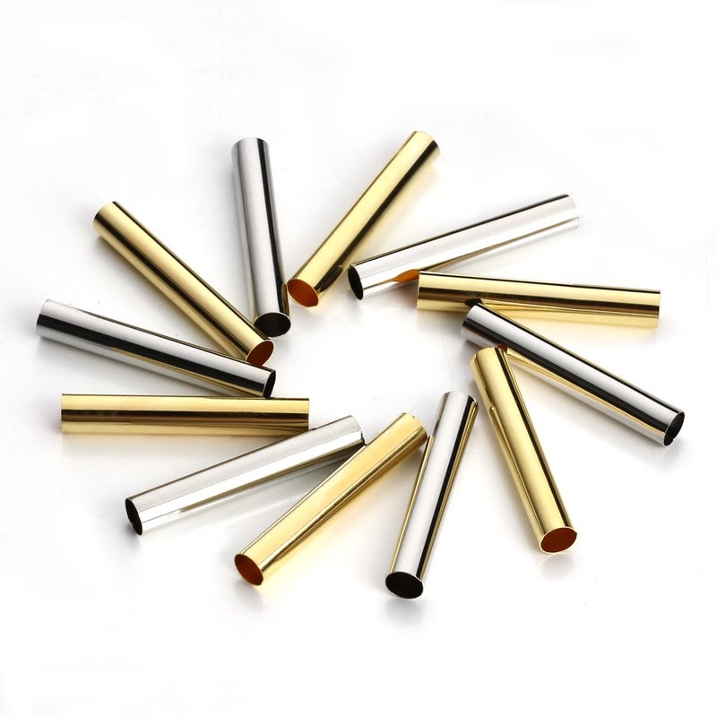 Linsoir Beads Solid Brass Straight Long Tube Spacer Beads 30X4mm Gold Finish Pack of 100 pcs - Image 4