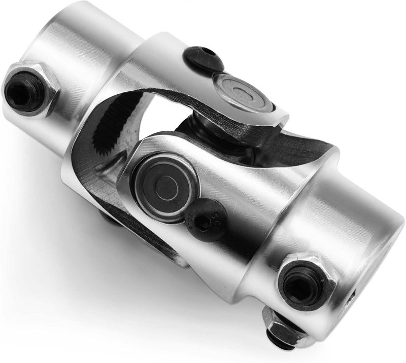RABROPAR 13/16" 36 Spline X 3/4" DD Single Steering Shaft Universal U Joint Coupling Chrome 3-1/4" Overall Length - Image 1