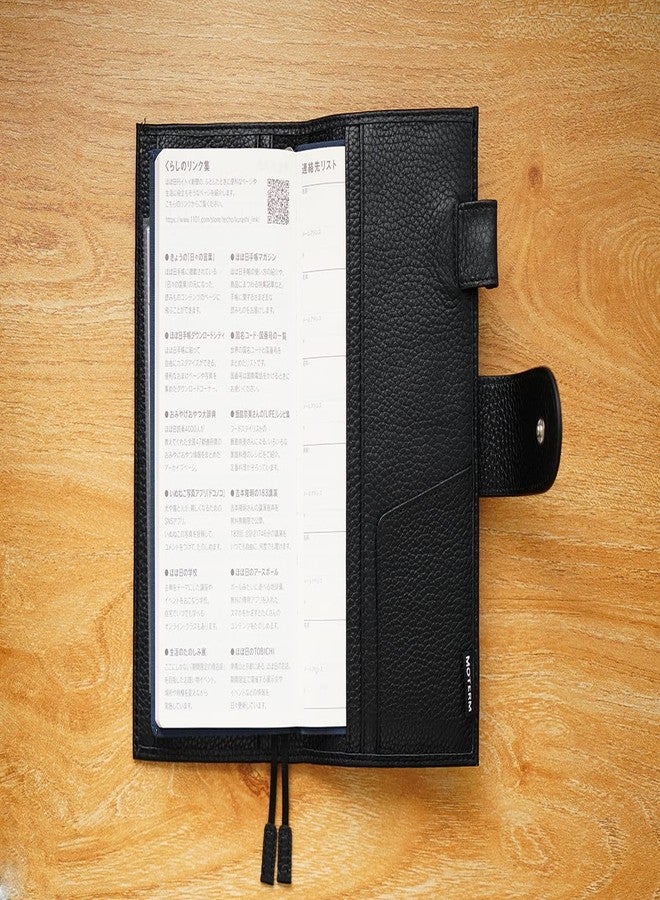 Moterm Leather Cover for Hobonichi Weeks - Fits Hobonichi Weeks/Weeks Mega, with Back Pocket (Pebbled-Black) - Image 4