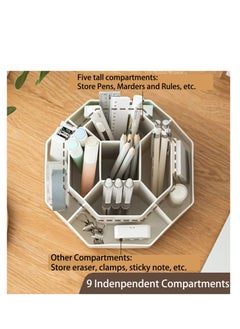 Excefore 9 Slots 360-Degree Rotating Multi-Functional Pen Holder, Pencil Pen Holder for Desk, Home Office Desktop Organizer, High capacity Pencil Cup Pot, Suitable for Office, School, Home, Art Supply  - Image 4