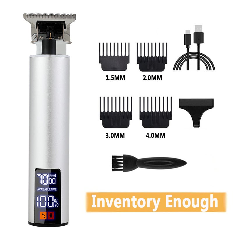 T9 Lcd Digital Display Electric Hair Clipper Shaving Oil Head Electric Clipper Carving Push White Hair Electric Clipper - Image 1