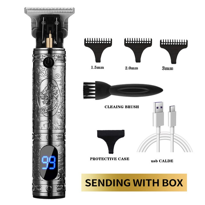 T9 Lcd Digital Display Electric Hair Clipper Shaving Oil Head Electric Clipper Carving Push White Hair Electric Clipper - Image 5