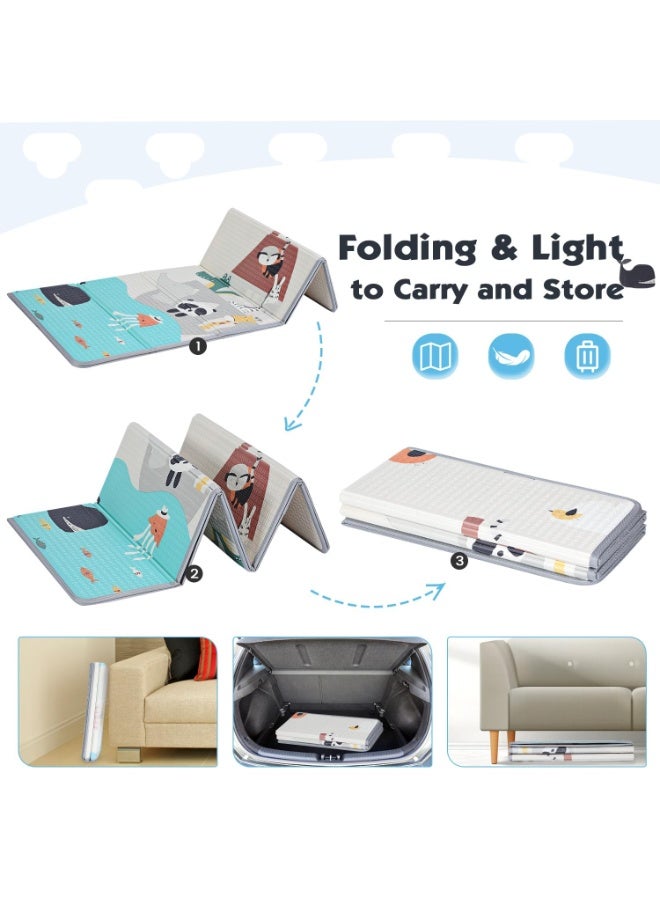 طفل نقي سجادة لعب للأطفال، 180 × 160 سم، سجادة لعب قابلة للطي للأطفال، أرضية إسفنجية مقاومة للماء، سجادة لعب محمولة للأطفال الرضع والأطفال الصغار، للاستخدام الداخلي والخارجي - Image 4