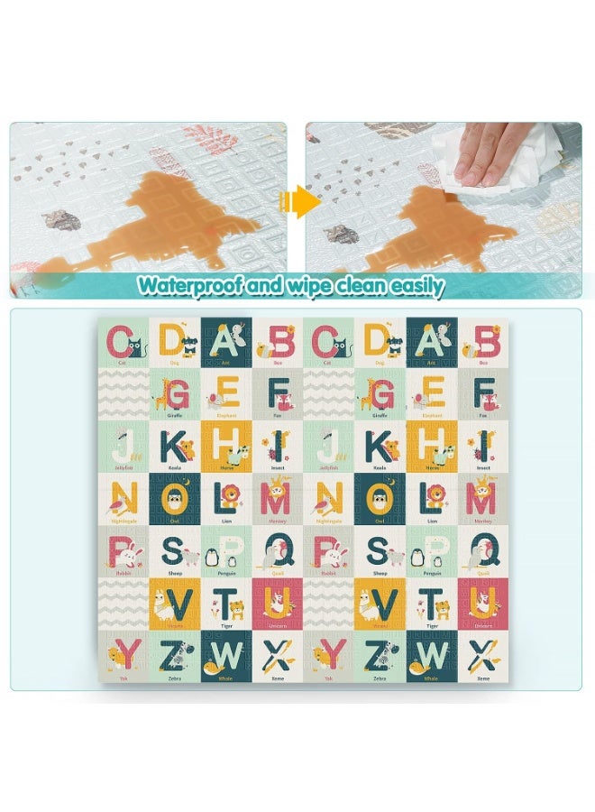 طفل نقي سجادة لعب للأطفال، 180 × 160 سم، سجادة لعب قابلة للطي للأطفال، أرضية إسفنجية مقاومة للماء، سجادة لعب محمولة للأطفال الرضع والأطفال الصغار، للاستخدام الداخلي والخارجي - Image 5