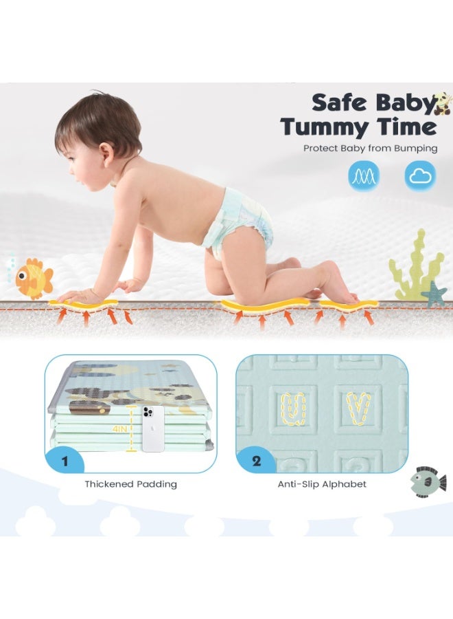 طفل نقي سجادة لعب للأطفال، 180 × 160 سم، سجادة لعب قابلة للطي للأطفال، أرضية إسفنجية مقاومة للماء، سجادة لعب محمولة للأطفال الرضع والأطفال الصغار، للاستخدام الداخلي والخارجي - Image 3