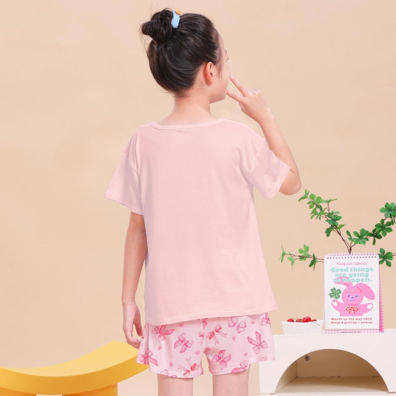 ICOSY Girls Pajamas Set for Kids Pajamas 2 PCS Short Sleeve Top and Shorts Pants for Toddler Girls Clothes Size 8-14 - Image 4