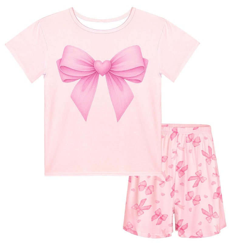 ICOSY Girls Pajamas Set for Kids Pajamas 2 PCS Short Sleeve Top and Shorts Pants for Toddler Girls Clothes Size 8-14 - Image 1