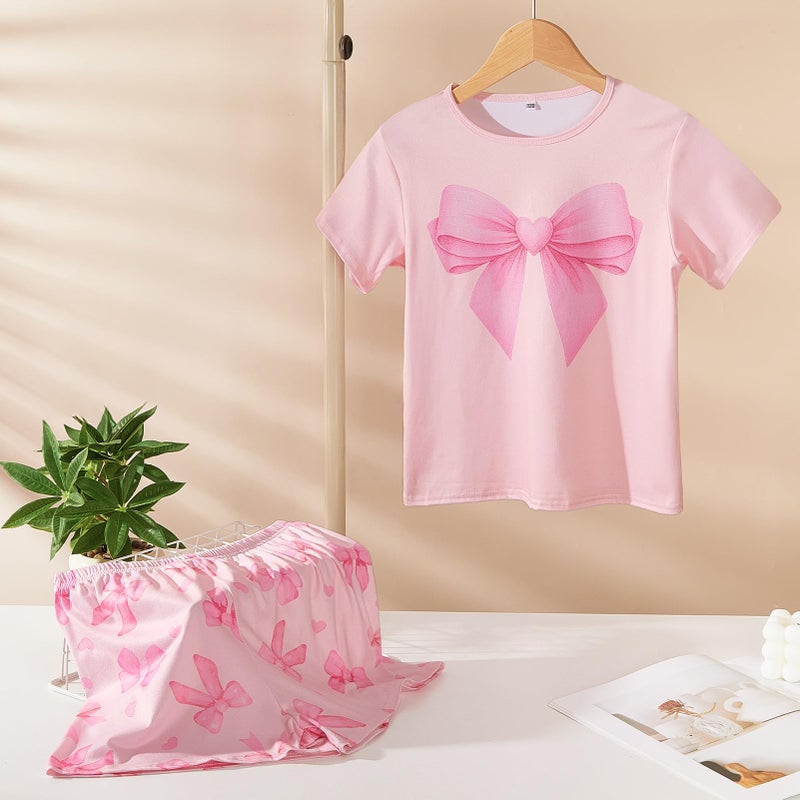 ICOSY Girls Pajamas Set for Kids Pajamas 2 PCS Short Sleeve Top and Shorts Pants for Toddler Girls Clothes Size 8-14 - Image 2