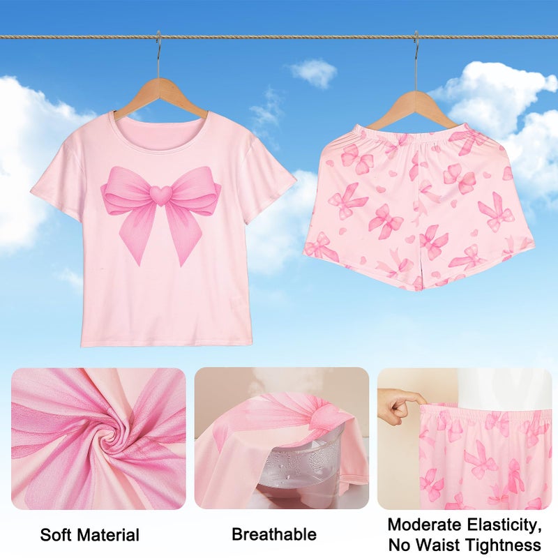 ICOSY Girls Pajamas Set for Kids Pajamas 2 PCS Short Sleeve Top and Shorts Pants for Toddler Girls Clothes Size 8-14 - Image 5
