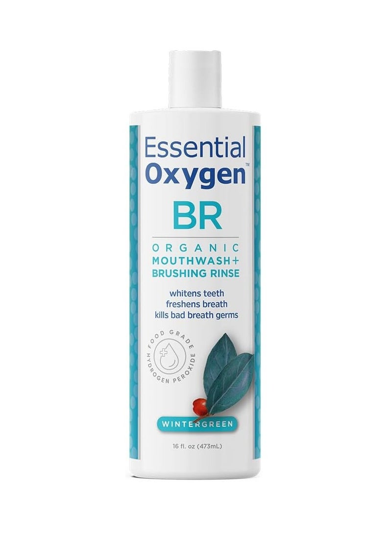 Essential Oxygen Essential Oxygen BR Organic Mouthwash + Brushing Rinse Wintergreen 16 fl.oz 473ml  - Image 1