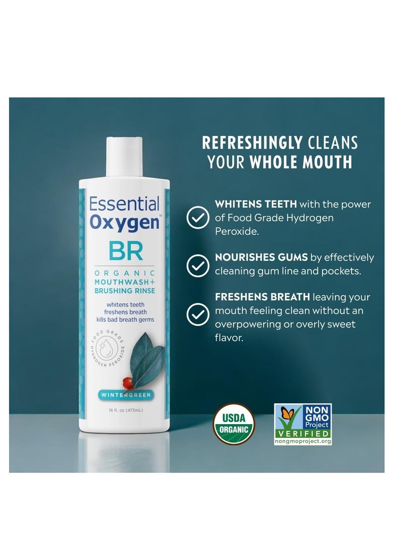 Essential Oxygen Essential Oxygen BR Organic Mouthwash + Brushing Rinse Wintergreen 16 fl.oz 473ml  - Image 2