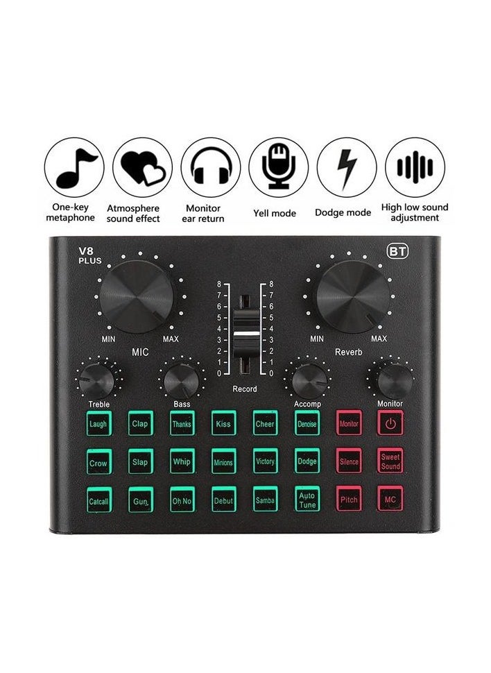 Professional Condenser Microphone Kit with V8 Plus Live Sound Card, Spectrum Button Light, Wireless Bluetooth Voice Changer Device, Studio Recording, Podcasting,,Plug-and-Play USB  Mic  - Image 2