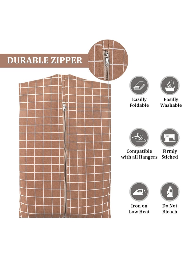 Kuber Industries Kuber Industries 2 Pcs Almirah Clothes Packing Bags Hanging Clothes Cover for TShirts Pants Shirts Salwar Suit Dress Organizer for WardrobeTravel with Zip Printed Light Grey Brown  - Image 5