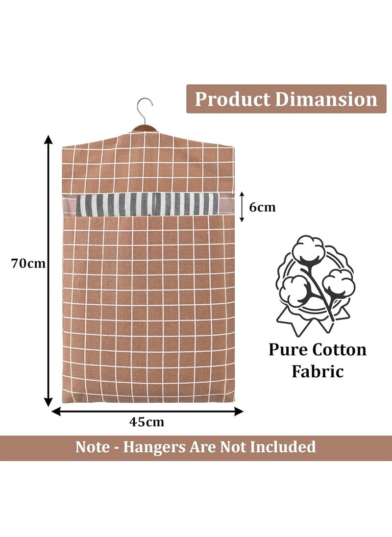 Kuber Industries Kuber Industries 2 Pcs Almirah Clothes Packing Bags Hanging Clothes Cover for TShirts Pants Shirts Salwar Suit Dress Organizer for WardrobeTravel with Zip Printed Light Grey Brown  - Image 3