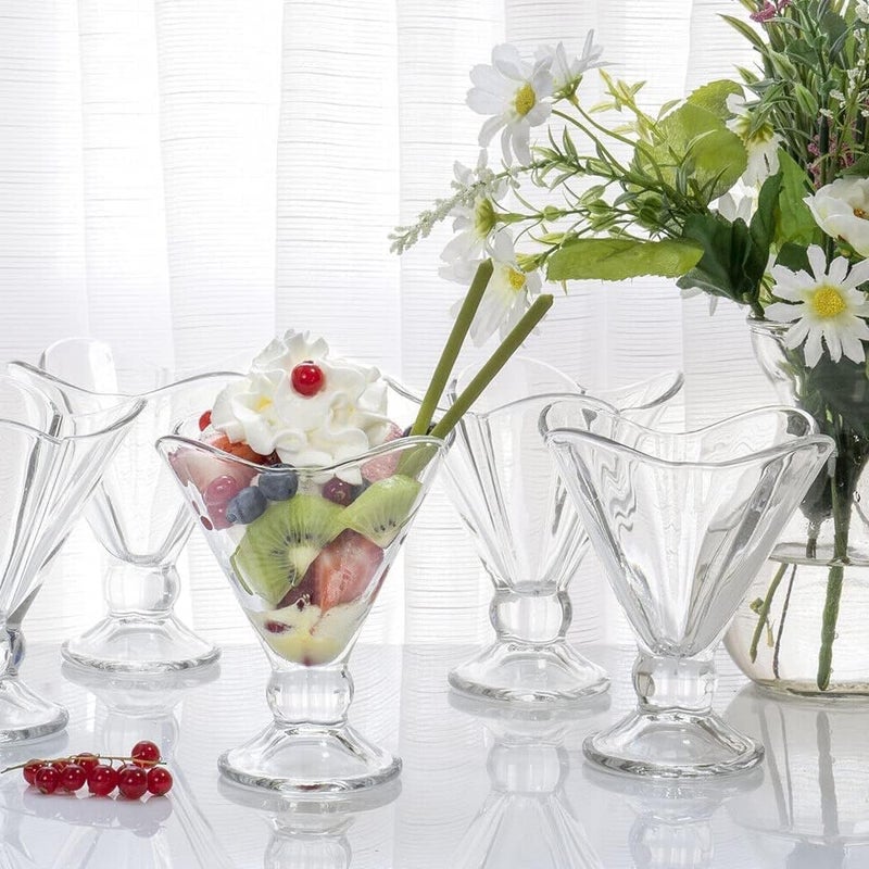 HEIP HEIP 120 ML Ice Cream Glasses Cups Dishes for Desserts MilkshakeFruit and Pudding Glass Serving Bowls Perfect for Home Restaurants and Parties Dishwasher Safe SAT of 6 Ice Cream Cupsnn  - Image 4