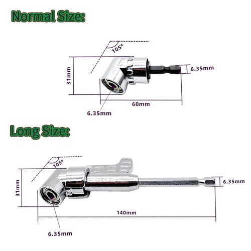 ANZAILALA Drill Machine Attachment Tools 105 Degree Right Angle Drill Drive 1/4 Inch Hex Shank Screwdriver Attachment (normal) - Image 2
