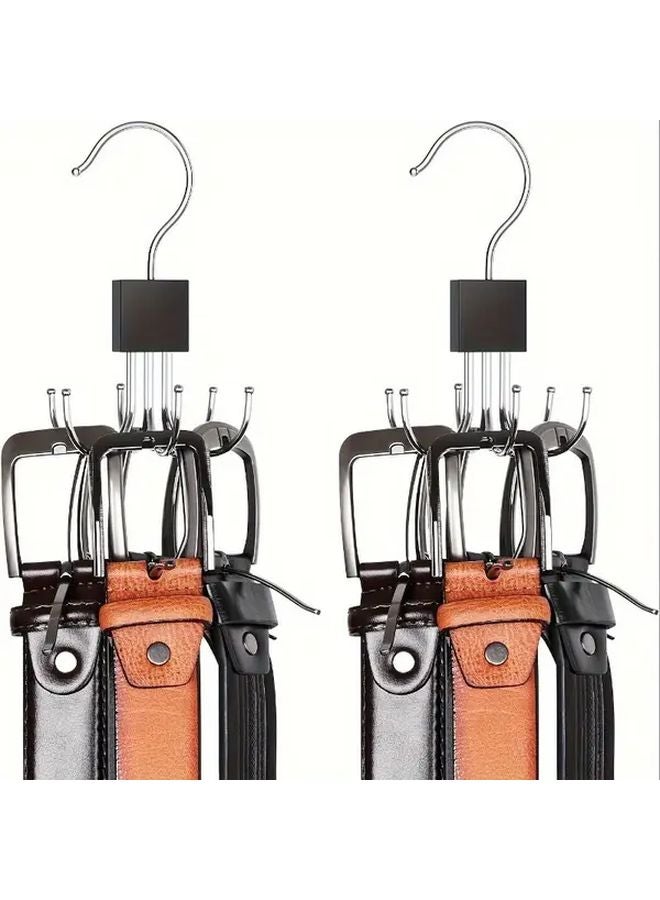 1pc 360 Degree Rotating Stainless Steel Belt Hanger Organizer For 24 Belts Ties Scarves - Image 5