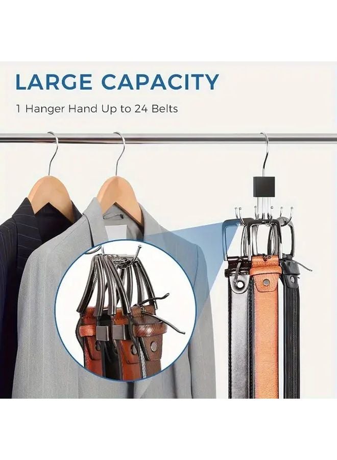 1pc 360 Degree Rotating Stainless Steel Belt Hanger Organizer For 24 Belts Ties Scarves - Image 4
