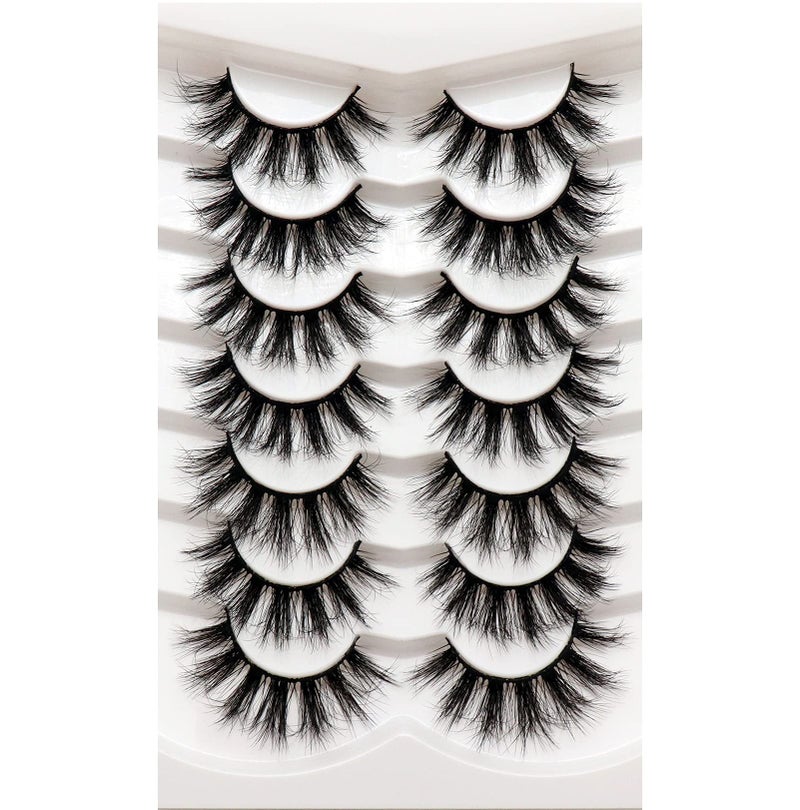 Losha Lashes Natural Fluffy Faux Mink Eyelashes Handmade Wispy Lashes 7 Pairs Pack False Lashes for Eye Makeup