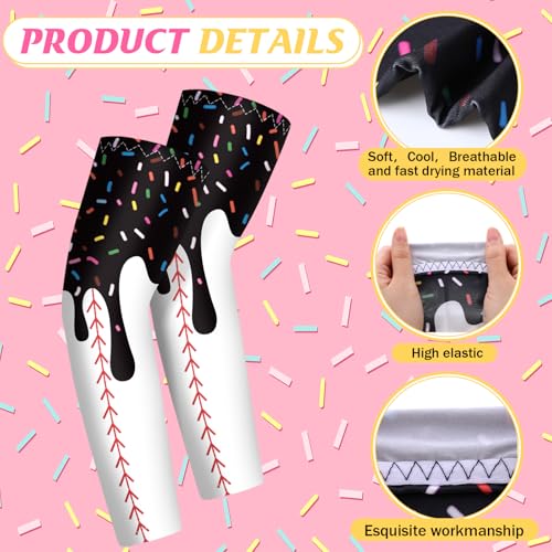 JaGely Pairs Ice Cream Arm Sleeves for Kids UV Sun Protection Football Basketball Baseball Compression Long Sleeves Youth (8-10 Years,Ice Cream Baseball,16) - Image 4